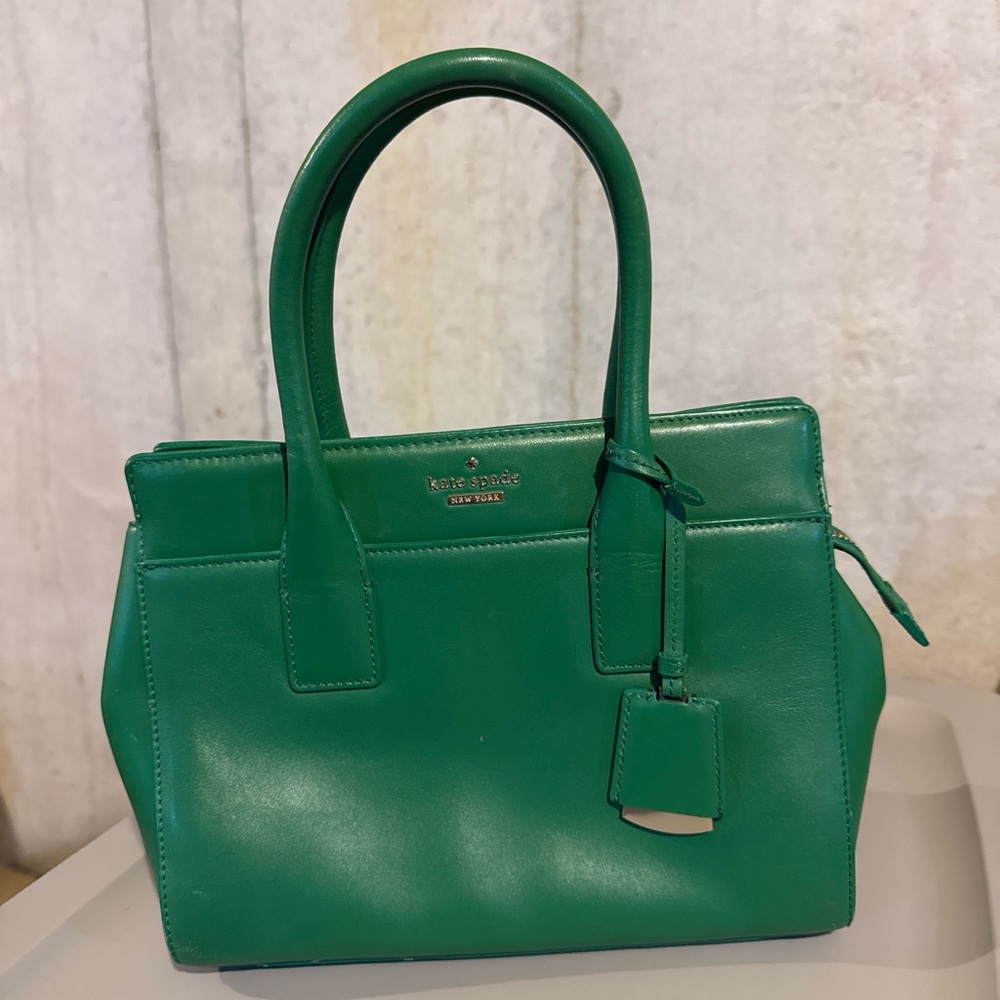 kate spade Emerald Green Leather Satchel with Top Handles